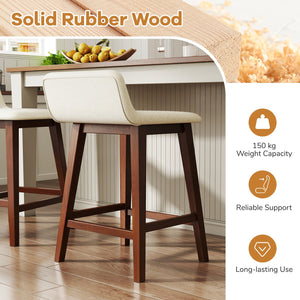 24 Inch Counter Height Bar Stools Set of 2 with Low Back-Brown view 6