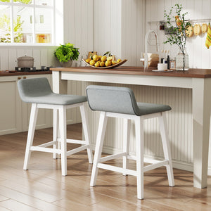 24 Inch Counter Height Bar Stools Set of 2 with Low Back-White view 3