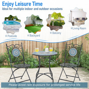 24 Inch Patio Bistro Table with Ceramic Tile Tabletop-Multicolor view 8