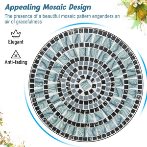 24 Inch Patio Bistro Table with Ceramic Tile Tabletop-Blue view 6