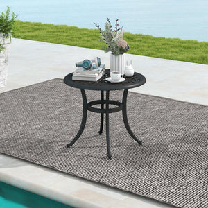 24 Inch Patio Side Table with Adjustable Footpads for Poolside Backyard Balcony-Rustic Brown view 2