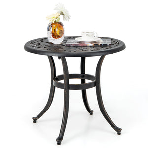 24 Inch Patio Side Table with Adjustable Footpads for Poolside Backyard Balcony-Rustic Brown view 4