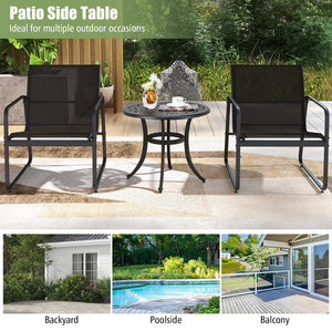 24 Inch Patio Side Table with Adjustable Footpads for Poolside Backyard Balcony-Rustic Brown view 6