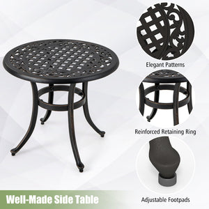 24 Inch Patio Side Table with Adjustable Footpads for Poolside Backyard Balcony-Rustic Brown view 8