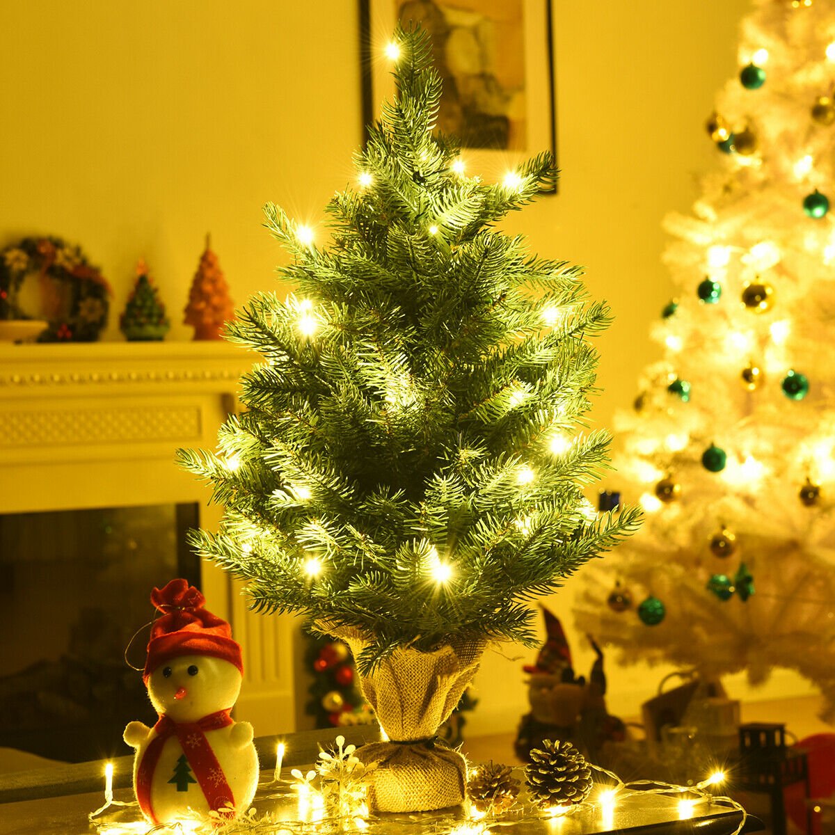24 Inch Tabletop Fir Artificial Christmas Tree with LED Lights view 2