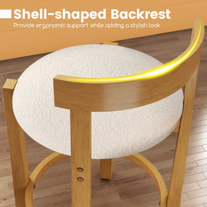 24 Inch Teddy Velvet Upholstered Counter Height Bar Stools with Backrests and Footrests-Set of 2 view 6