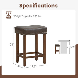 24 Inch Upholstered PU Leather Bar Stools Set of 2-Gray view 5
