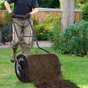 24” Peat Moss Spreader with Upgrade Side Latches and U-shape Handle-Black view 2