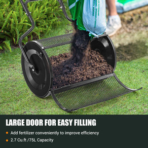24” Peat Moss Spreader with Upgrade Side Latches and U-shape Handle-Black view 4