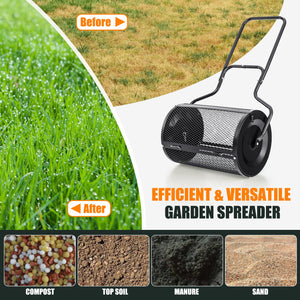 24” Peat Moss Spreader with Upgrade Side Latches and U-shape Handle-Black view 6