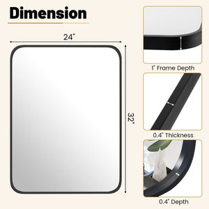 24 x 32 Inch Minimalist Wall Mounted Rectangle Mirror view 5