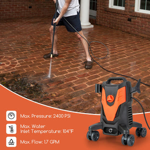 2400 PSI Electric Pressure Washer with 4 Universal Wheels-Orange view 4