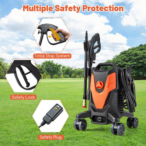 2400 PSI Electric Pressure Washer with 4 Universal Wheels-Orange view 9