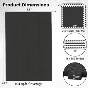 24Tiles 1/2 inches Puzzle Exercise Floor Mats-Black view 4