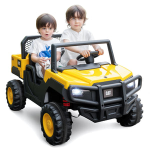 24V Ride On Dump Truck Licensed Caterpillar 2-Seater for Girls Boys-Yellow view 4