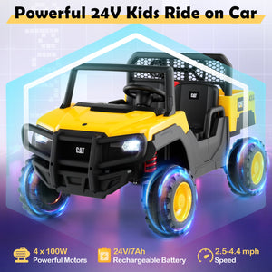 24V Ride On Dump Truck Licensed Caterpillar 2-Seater for Girls Boys-Yellow view 6
