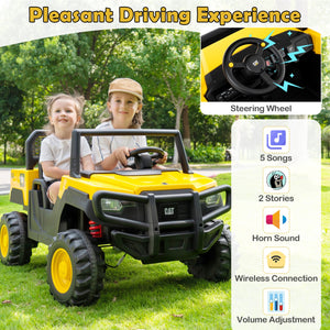 24V Ride On Dump Truck Licensed Caterpillar 2-Seater for Girls Boys-Yellow view 9