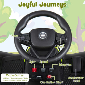 24V Ride on Tractor with Detachable Trailer and Music for Boys Girls-Green view 5