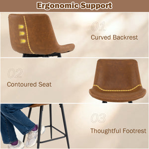 24 Inch Bar Stools Set of 4 with Backs and Footrests-Brown view 6