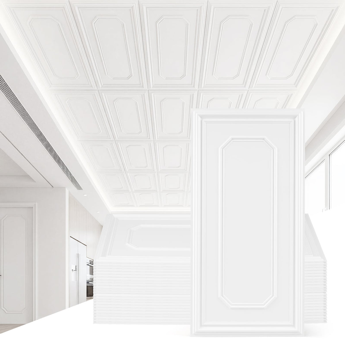 24 Pieces Ceiling Tiles Decorative PVC Ceiling Covering Panels view 2