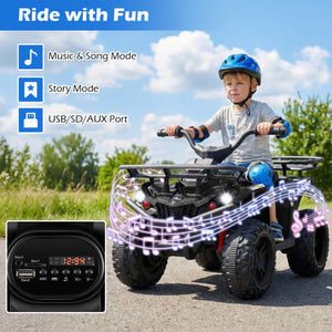 24V Electric Ride On Quad with LED Headlights-Black view 7