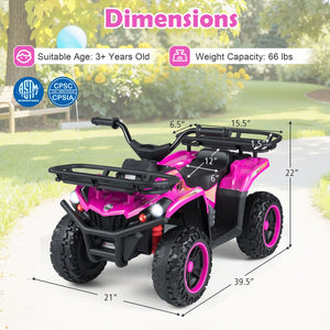 24V Electric Ride On Quad with LED Headlights-Black+Pink view 4