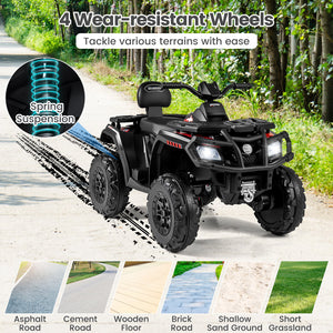 24V Kids ATV 2-Seater with 4 Motors with LED Lights and Music-Black view 9