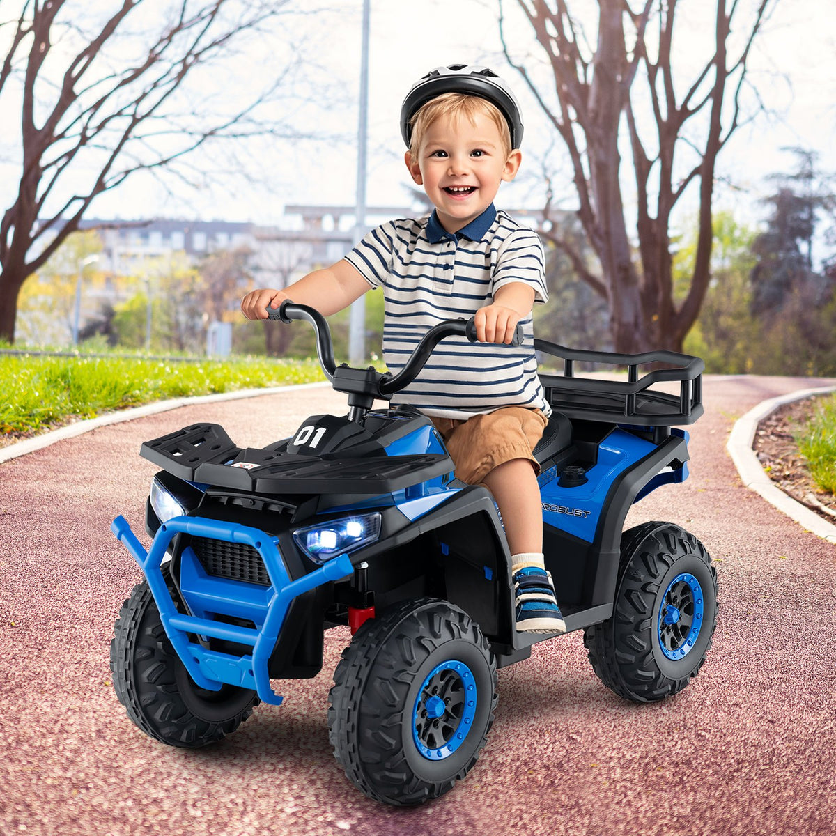 24V Kids Ride on Electric ATV Quad Car with Realistic Sounds and, LED Lights-Navy view 2