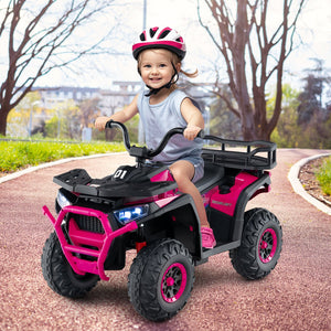 24V Kids Ride on Electric ATV Quad Car with Realistic Sounds and, LED Lights-Pink view 2