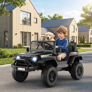 24V Ride On Car for Kids with Parent Remote Control and Music-Black view 2