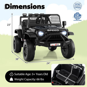 24V Ride On Car for Kids with Parent Remote Control and Music-Black view 5