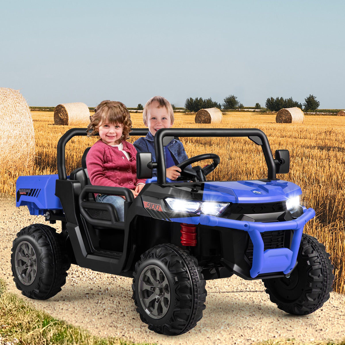 24V Ride On Kids Car with Dump Bed and Remote Control-Navy view 2