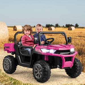 24V Ride On Kids Car with Dump Bed and Remote Control-Pink view 2