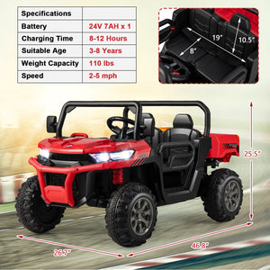 24V Ride On Kids Car with Dump Bed and Remote Control-Red view 4