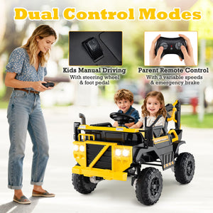 24V Ride On Excavator 4WD 2-Seater with Remote Control and Digging Arm-Yellow view 5