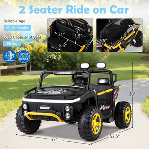 24V Ride on Toy for Kids 2 Seater Ride on Truck Car with Horn Music Story-Black view 4
