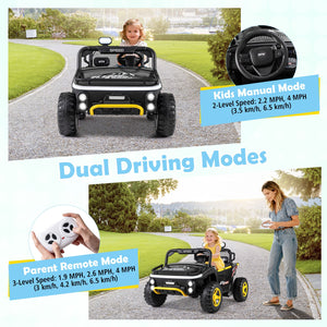 24V Ride on Toy for Kids 2 Seater Ride on Truck Car with Horn Music Story-Black view 5