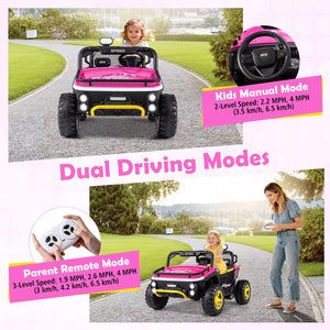 24V Ride on Toy for Kids 2 Seater Ride on Truck Car with Horn Music Story-Pink view 5
