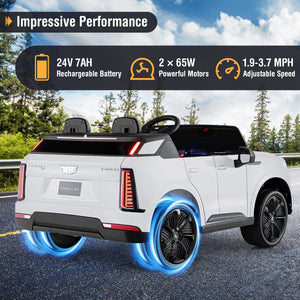 24V Ride on Truck 2-Seater Licensed Cadillac with Remote Control-White view 4