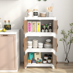 25.5/60 Gal 3-Tier Stackable Storage Boxes Bins with Magnetic Doors and Lockable Casters-M view 3