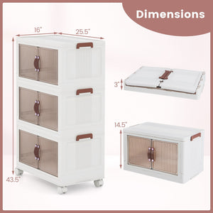 25.5/60 Gal 3-Tier Stackable Storage Boxes Bins with Magnetic Doors and Lockable Casters-M view 5