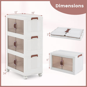 25.5/60 Gal 3-Tier Stackable Storage Boxes Bins with Magnetic Doors and Lockable Casters-S view 5