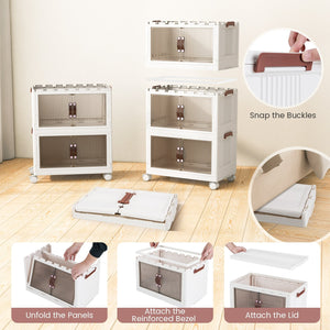 25.5/60 Gal 3-Tier Stackable Storage Boxes Bins with Magnetic Doors and Lockable Casters-S view 7