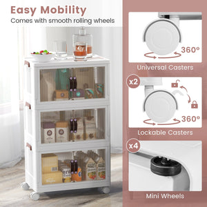 25.5/60 Gal 3-Tier Stackable Storage Boxes Bins with Magnetic Doors and Lockable Casters-S view 8