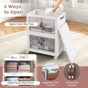 25.5/60 Gal 3-Tier Stackable Storage Boxes Bins with Magnetic Doors and Lockable Casters-S view 9