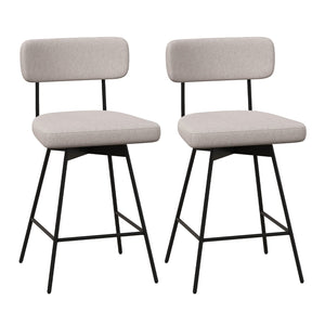 25 Inch 2-Piece Modern Upholstered Bar Stools with Back
