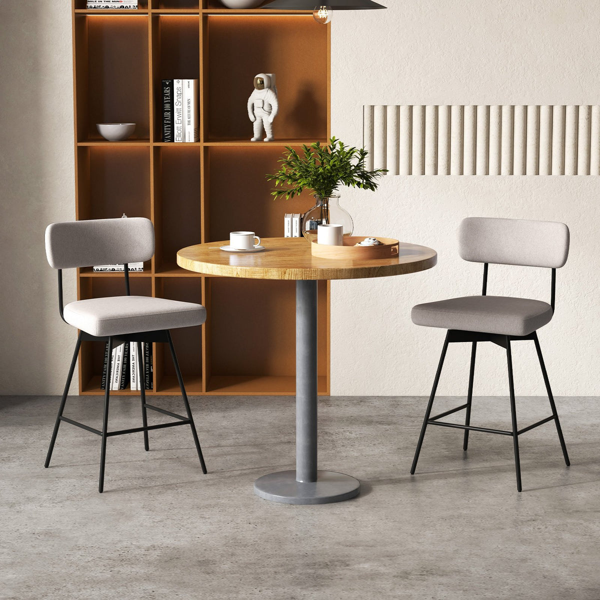 25 Inch 2-Piece Modern Upholstered Bar Stools with Back view 2
