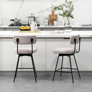 25 Inch 2-Piece Modern Upholstered Bar Stools with Back view 3