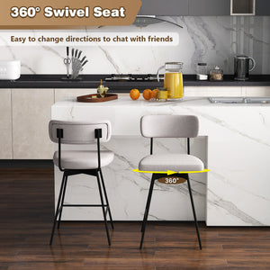 25 Inch 2-Piece Modern Upholstered Bar Stools with Back view 7