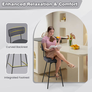 29 Inch Counter Height Upholstered Swivel Bar Stool Set of 2-Gray view 5